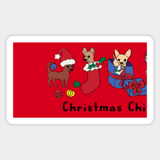 Red Christmas Chis - Smooth Coat Chihuahuas - Christmas Chihuahua Tee Magnet